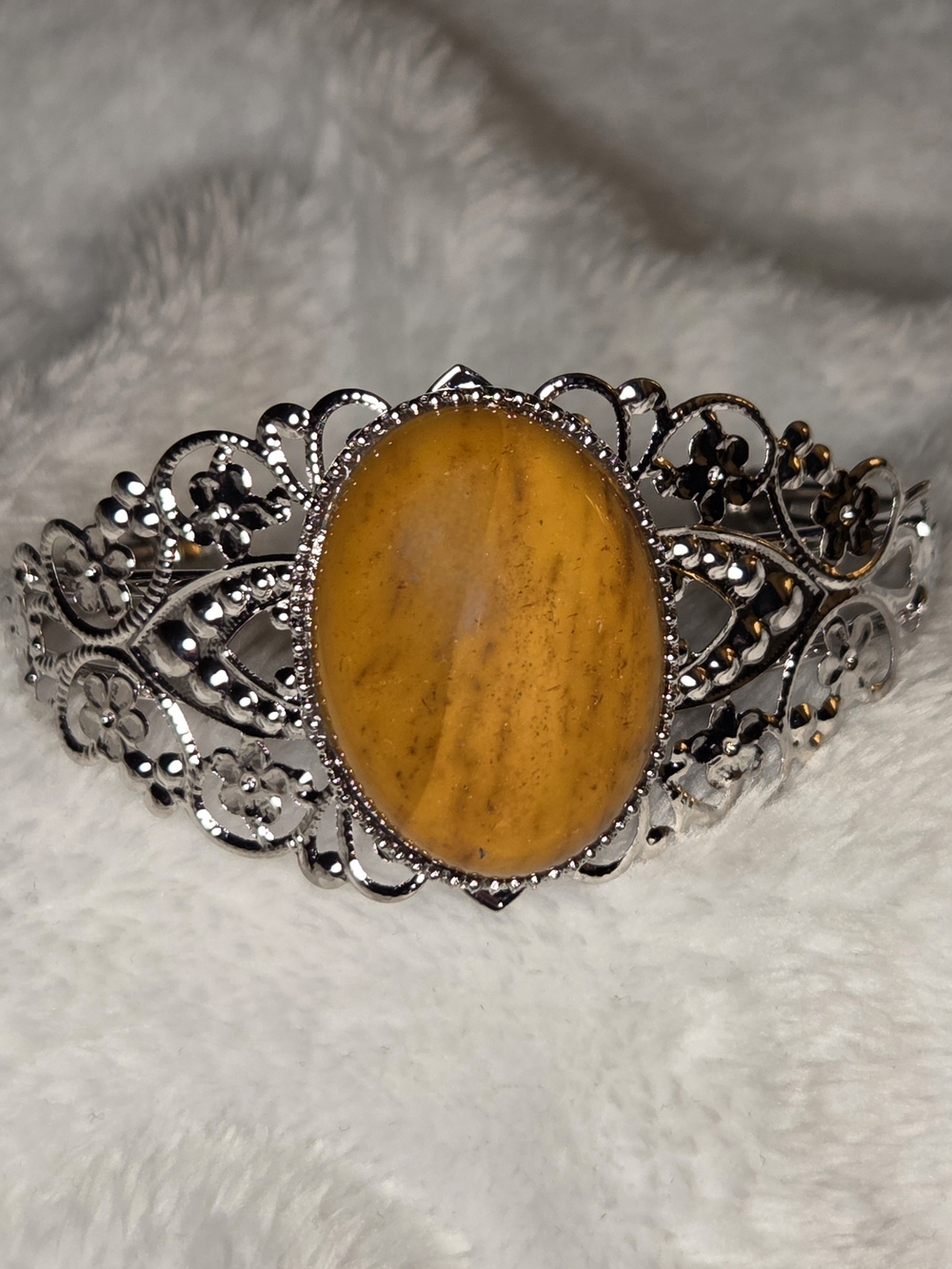 Kennedy Range Mookaite Vintage-Style Silver Toned Filigree Bracelet